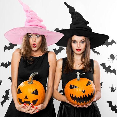 JenPen 2 Pcs Halloween Witch Hat for Women Large Velvet Ruched Wizard Magician Hat Masquerade Party Cosplay Costume Accessory in Saudi Arabia