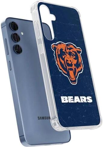 حافظة هاتف Skinit الشفافة متوافقة مع هاتف Galaxy S24 - مرخصة رسميًا من NFL Chicago Bears - تصميم بديل متعثر in Saudi Arabia