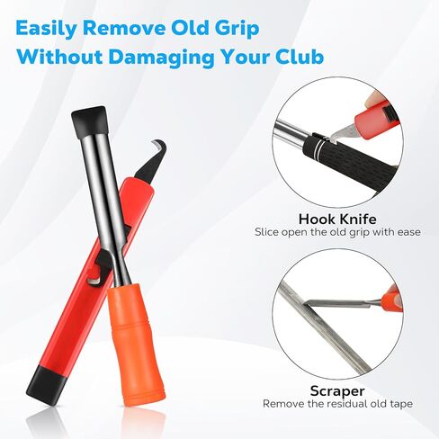 مجموعة موكو لمقبض الجولف لإعادة الإمساك بالنوادي، مجموعة أدوات إعادة الإمساك المحمولة للجولف، تتضمن شفرة خطاف وأشرطة ومشبك مطاطي وملزمة مقاعد البدلاء ومزيل الشريط والقفازات والمذيبات والفوهات، سهلة الاستخدام in Kuwait