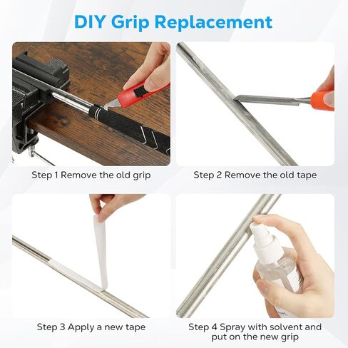 مجموعة موكو لمقبض الجولف لإعادة الإمساك بالنوادي، مجموعة أدوات إعادة الإمساك المحمولة للجولف، تتضمن شفرة خطاف وأشرطة ومشبك مطاطي وملزمة مقاعد البدلاء ومزيل الشريط والقفازات والمذيبات والفوهات، سهلة الاستخدام in Kuwait