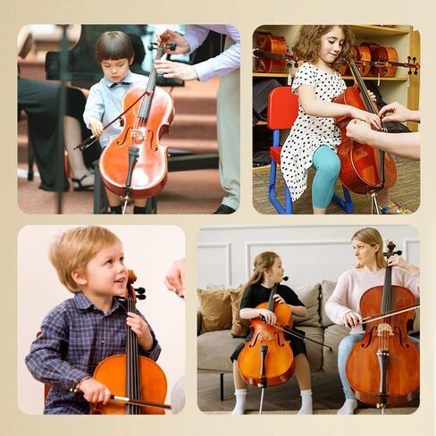 1/2 Size Cello Handmade for Young Beginners - Brown Solid Spruce Top & Maple Body&Ebony Wood Fingerboard, Complete Student Kit with Bag & Brazilwood Bow (brown,1/2) in Saudi Arabia