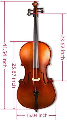 1/2 Size Cello Handmade for Young Beginners - Brown Solid Spruce Top & Maple Body&Ebony Wood Fingerboard, Complete Student Kit with Bag & Brazilwood Bow (brown,1/2) in Saudi Arabia
