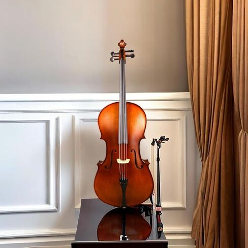 1/2 Size Cello Handmade for Young Beginners - Brown Solid Spruce Top & Maple Body&Ebony Wood Fingerboard, Complete Student Kit with Bag & Brazilwood Bow (brown,1/2) in Saudi Arabia