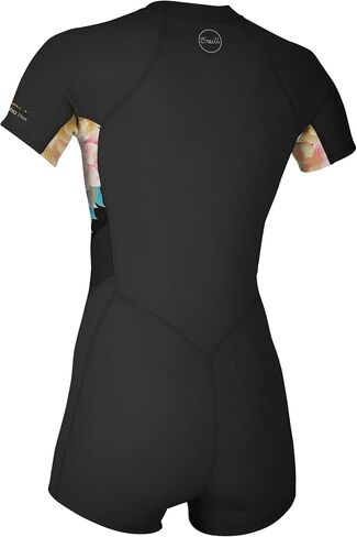 O'Neill Women's Bahia 2/1mm Full Zip, Short Sleeve, Spring Wetsuit, Glide-Black/Mikah Floral, 8 in Saudi Arabia
