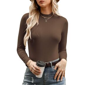 Marvmys Womens 2 Pack Turtleneck Long Sleeve Shirts Lightweight Basic Slim Fit Soft Thermal Underwear Tops XS-2XL in Kuwait