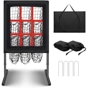 Baseball/Softball Pitching Net with Strike Zone - 9 Hole Pitching Target, Height Adjustable Practice Net for Baseball Training, Includes Carrying Bag, 4 Ground Stakes & 2 Sandbags in Saudi Arabia