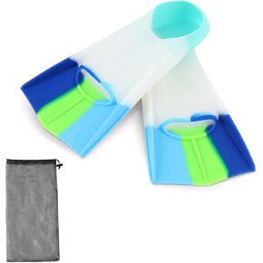 Kids Swim Fins, Short Fins Swimming Flippers for Lap Swimming Training and Diving, Size Suitable Beginners Kids Girls Boys Adults in Kuwait