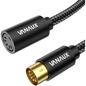 كابل تمديد VANAUX MIDI ذكر إلى أنثى 5 سنون MIDI متوافق مع لوحة مفاتيح MIDI، لوحة المفاتيح، تركيب الرف، العينات، بطاقة الصوت الخارجية، مصدر الصوت والمزيد - أسود (1FT/0.3M) in Kuwait
