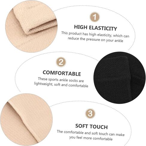 2Pairs Ankle Support Socks Elastic Breathable Compression Sleeves for Sports Women Men Lightweight Durable Foot Sleeve for Basketball Running Exercise Skin Tone in Saudi Arabia