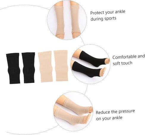 2Pairs Ankle Support Socks Elastic Breathable Compression Sleeves for Sports Women Men Lightweight Durable Foot Sleeve for Basketball Running Exercise Skin Tone in Saudi Arabia