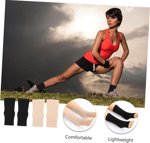 2Pairs Ankle Support Socks Elastic Breathable Compression Sleeves for Sports Women Men Lightweight Durable Foot Sleeve for Basketball Running Exercise Skin Tone in Saudi Arabia