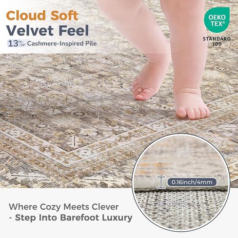 OPPODREAM Vintage Blue Area Rugs 5x7, 5 x 7 Retro Washable Rug Non Slip, Low-Pile Faux Wool Carpet, Soft Distressed Navy Floor Mat for Living Room, Bedroom, Kitchen, Office, Dorm, Dinning Room in Saudi Arabia