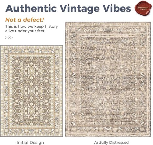 OPPODREAM Vintage Blue Area Rugs 5x7, 5 x 7 Retro Washable Rug Non Slip, Low-Pile Faux Wool Carpet, Soft Distressed Navy Floor Mat for Living Room, Bedroom, Kitchen, Office, Dorm, Dinning Room in Saudi Arabia