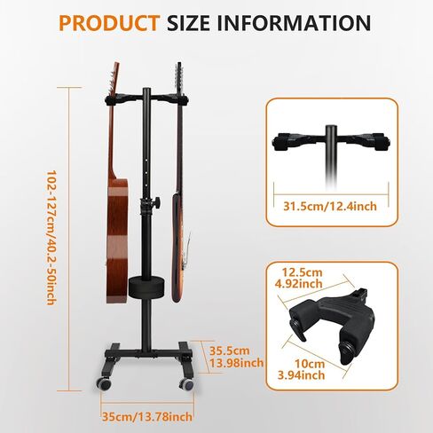 Adjustable Double Guitar Stand, reversible with safety support, suitable for acoustic guitar, electric guitar, bass and banjo, durable, black in Saudi Arabia
