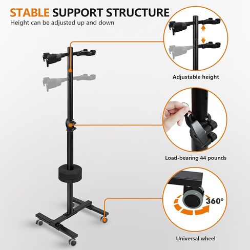 Adjustable Double Guitar Stand, reversible with safety support, suitable for acoustic guitar, electric guitar, bass and banjo, durable, black in Saudi Arabia