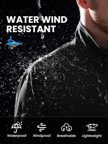 Men's Lightweight Waterproof Jacket,Tactical Rain Zip Up Softshell Jacket Windbreaker Casual for Hiking Travel Golf in Kuwait