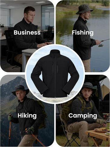 Men's Lightweight Waterproof Jacket,Tactical Rain Zip Up Softshell Jacket Windbreaker Casual for Hiking Travel Golf in Kuwait