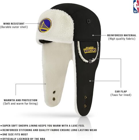 Ultra Game Adult NBA Official Trapper Winter Hat with Super Soft Warm Sherpa Lined Ear Flaps in Saudi Arabia