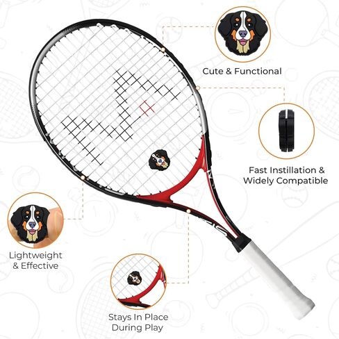 Tennis Racket Dampener - Cute Designs - Vibration & Noise-Reducing Tennis Shock Absorber for Racquets - Secure, Easy-Install Accessories for Players of All Levels in Saudi Arabia