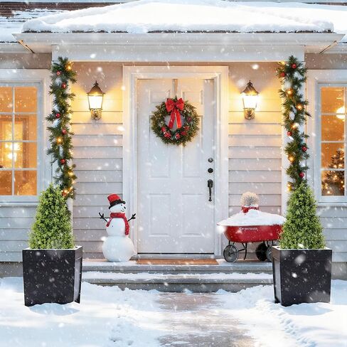 30" Cedar Topiary Trees Artificial Outdoor Set of 2 Pack, Large Realistic Faux Plants Outdoor, UV Resistant Fake Evergreen Cone Bushes & Shrubs for Front Porch Outside Planter Decor 2.5ft in Saudi Arabia