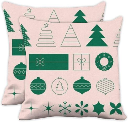 Set of 2 Small Pillow Covers Couch Bed Cotton Throw Pillows Country Art Decor Funky Soft Throw Pillow Cover Gift Box Icon Washable Throw Pillows Cover 20x20 in in Saudi Arabia