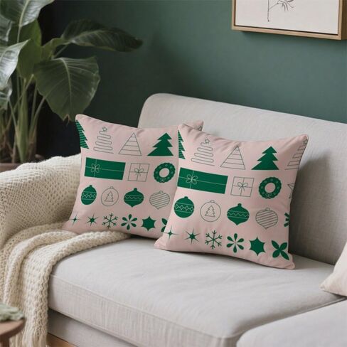 Set of 2 Small Pillow Covers Couch Bed Cotton Throw Pillows Country Art Decor Funky Soft Throw Pillow Cover Gift Box Icon Washable Throw Pillows Cover 20x20 in in Saudi Arabia