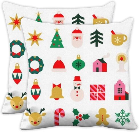 Set of 2 Large Pillow Covers Outdoor Bed Cotton Cushion Covers Moroccan Country Cute Soft Pillow Cover Festive Holiday Symbols Washable Throw Pillows Cover 16x16 in in Saudi Arabia