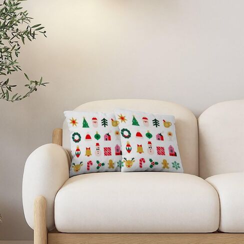 Set of 2 Large Pillow Covers Outdoor Bed Cotton Cushion Covers Moroccan Country Cute Soft Pillow Cover Festive Holiday Symbols Washable Throw Pillows Cover 16x16 in in Saudi Arabia