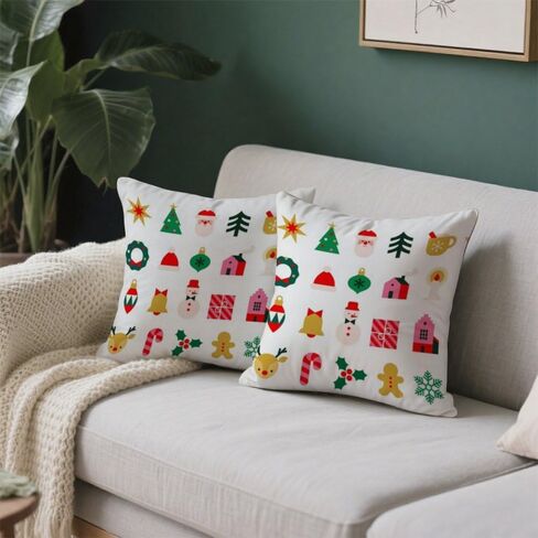Set of 2 Large Pillow Covers Outdoor Bed Cotton Cushion Covers Moroccan Country Cute Soft Pillow Cover Festive Holiday Symbols Washable Throw Pillows Cover 16x16 in in Saudi Arabia