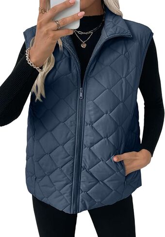 EVALESS Puffer Vest Women Fall Winter Coats 2025 Lightweight Stand Collar Vest Trendy Sleeveless Zip Up Quilted Jackets in Saudi Arabia