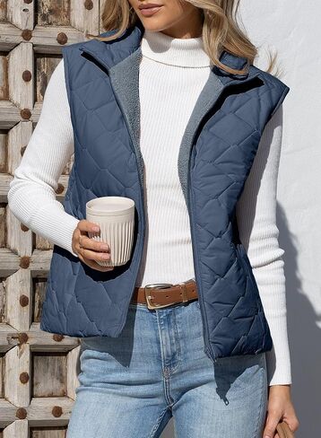 EVALESS Puffer Vest Women Fall Winter Coats 2025 Lightweight Stand Collar Vest Trendy Sleeveless Zip Up Quilted Jackets in Saudi Arabia