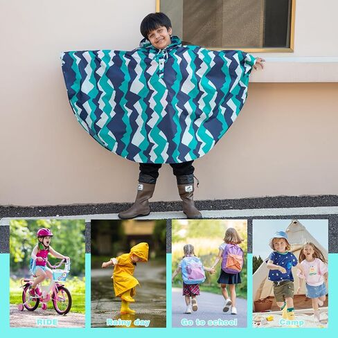 Kids Rain Poncho Cute Reusable Raincoat Light Waterproof Hoodie Jacket for Girls in Saudi Arabia