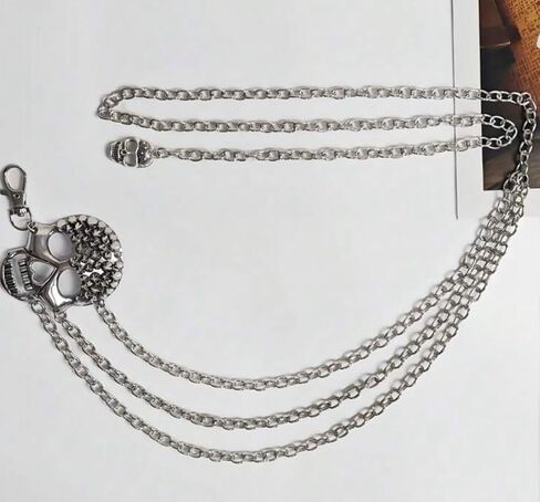 Skull Waist Chain Belt - Punk Gothic Crossover Body Belly Chains Tassel for Women Girl (Silver) in Saudi Arabia