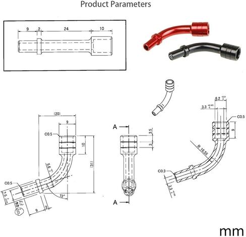 Bike V Brake Noodle Cable Guide Pipe Aluminum Alloy Easy Installation Replace Sturdy Oil Filled Inner Tube Bicycle Brake Part, Black in Saudi Arabia