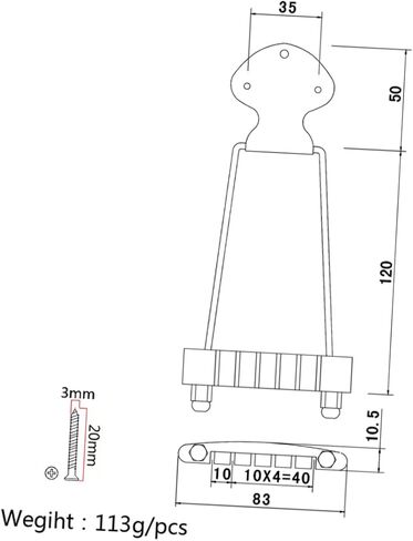 BESPORTBLE String Jazz Archtop Guitar Tailpiece Durable Bridge for Easy Installation for Use Black Finish with Screws Included in Saudi Arabia