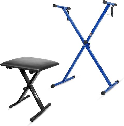 5Core Keyboard Stand Single X Style Piano Riser Adjustable Holder + Keyboard Stool Thick Padded Piano Bench - KS 1X WH+KBB 02 WH in Saudi Arabia