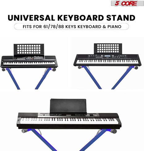 5Core Keyboard Stand Single X Style Piano Riser Adjustable Holder + Keyboard Stool Thick Padded Piano Bench - KS 1X WH+KBB 02 WH in Saudi Arabia