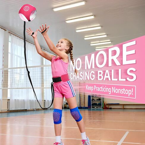 Volleyball Training Equipment (No Ball Included): 6-Piece Pink Solo Volleyball Trainer Set with Training Cards for Serving, Spiking, Setting & Hitting – Gift for Teen Girls and Beginner Player in Saudi Arabia