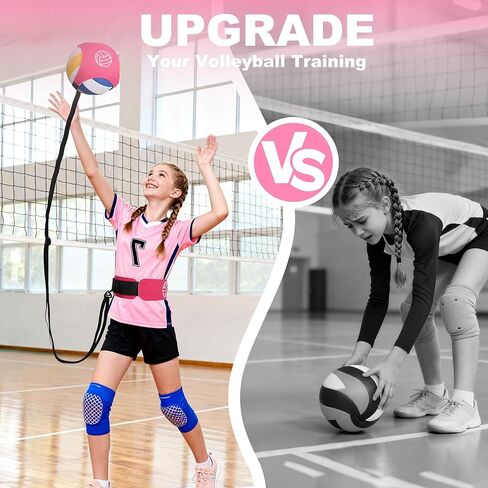 Volleyball Training Equipment (No Ball Included): 6-Piece Pink Solo Volleyball Trainer Set with Training Cards for Serving, Spiking, Setting & Hitting – Gift for Teen Girls and Beginner Player in Saudi Arabia