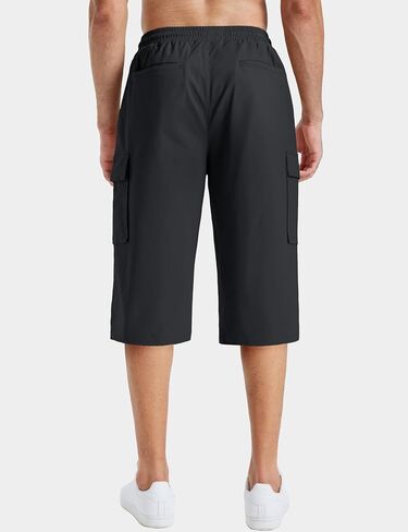 TACVASEN Men's Long Cargo Shorts Cotton Below Knee Capris with 6 Pockets Drawstring Elastic Waistband Capri Pants in Saudi Arabia