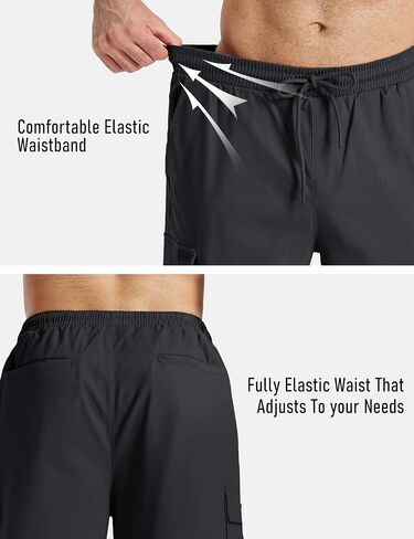 TACVASEN Men's Long Cargo Shorts Cotton Below Knee Capris with 6 Pockets Drawstring Elastic Waistband Capri Pants in Saudi Arabia