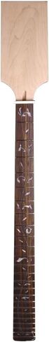 Maple Unfinished Electric Bass guitar neck 24 Fret 34inch Rosewood Fretboard Paddle head Leaf Inlay Electric Guitar Neck Replacement for DIY (42mm-65mm) in Saudi Arabia