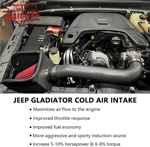 Cold Air Intake Kit with Heat Shield Fit for 2018-2023 Jeep Wrangler JL/Gladiator 3.6L V6 Silver in Kuwait