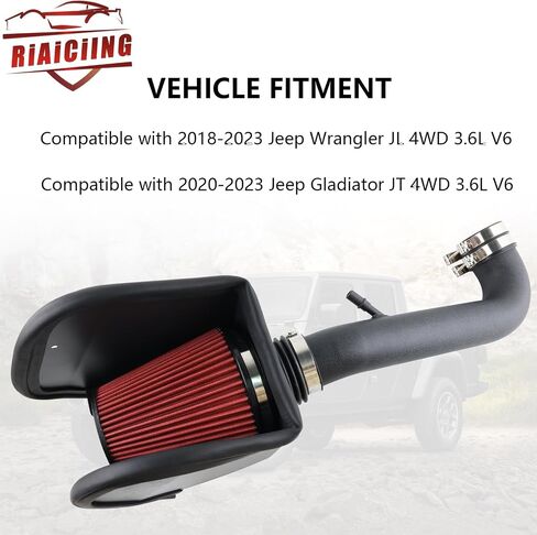Cold Air Intake Kit with Heat Shield Fit for 2018-2023 Jeep Wrangler JL/Gladiator 3.6L V6 Silver in Kuwait