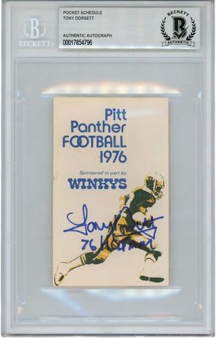 Tony Dorsett Autographed 1976 Winky's Pocket Schedule Slabbed Beckett 50617 - Football Slabbed Autographed Cards in Saudi Arabia