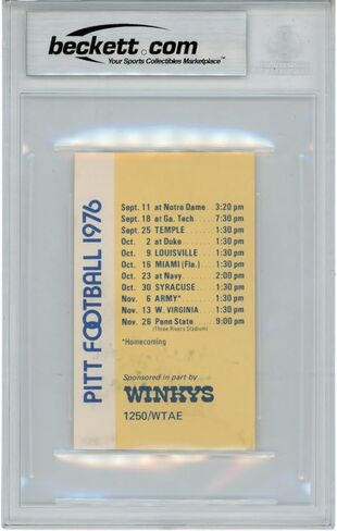 Tony Dorsett Autographed 1976 Winky's Pocket Schedule Slabbed Beckett 50617 - Football Slabbed Autographed Cards in Saudi Arabia