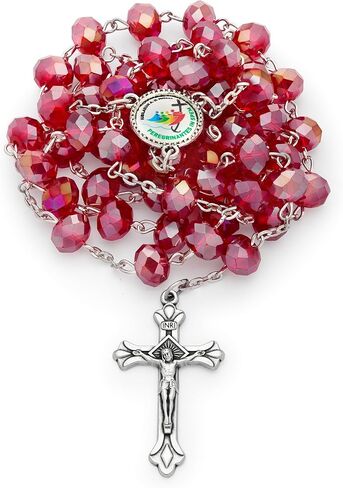 Rosary with Light Blue Crystal Beads, Jubilee 2025 Logo, Miraculous Medal, Made in Italy, Blessed by the Pope in Saudi Arabia