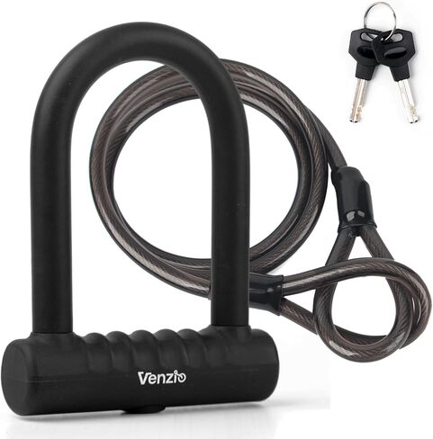 Venzio Bike Combination U Lock, Heavy Duty Anti Theft 4-Digit Resettable Code 12mm Shackle Bicycle Lock with 2mm PVC Coating, 4.88" x 8.58", Keyless Security U Lock for Scooter, Motorcycles, Gate in Saudi Arabia