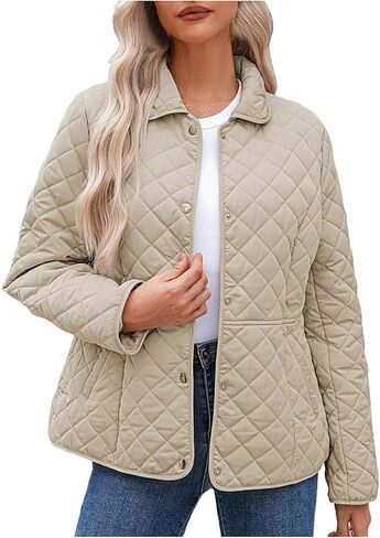Quilted Jackets for Women Lightweight Womens Winter Coats Button Down Thermal Padded Puffer Jacket Outwear Stylish in Saudi Arabia