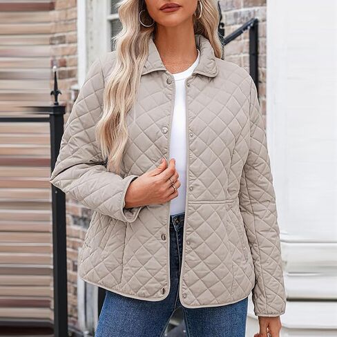 Quilted Jackets for Women Lightweight Womens Winter Coats Button Down Thermal Padded Puffer Jacket Outwear Stylish in Saudi Arabia